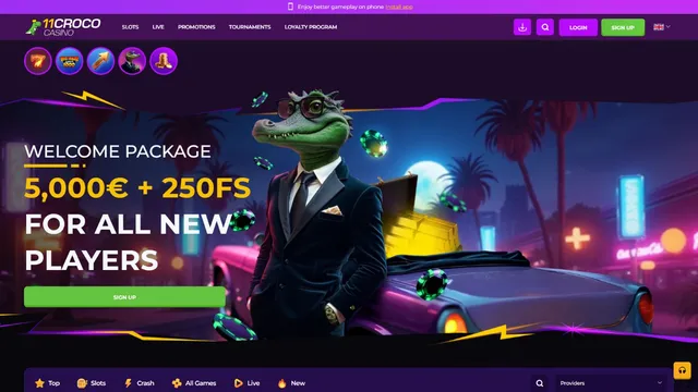 11croco casino website screen