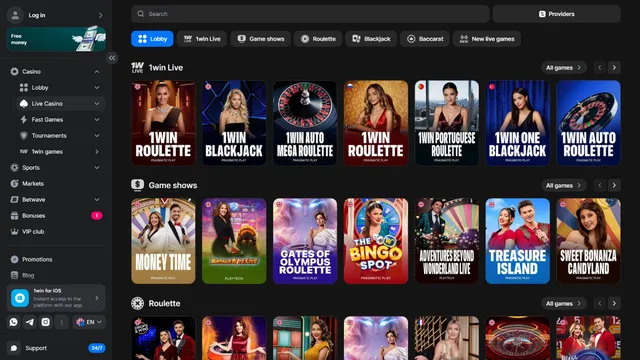 1win casino live games