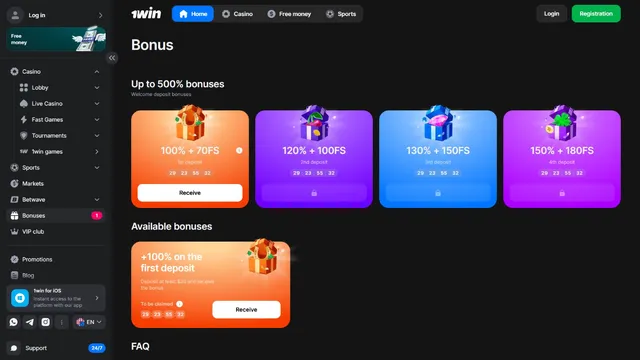 1win casino promotions
