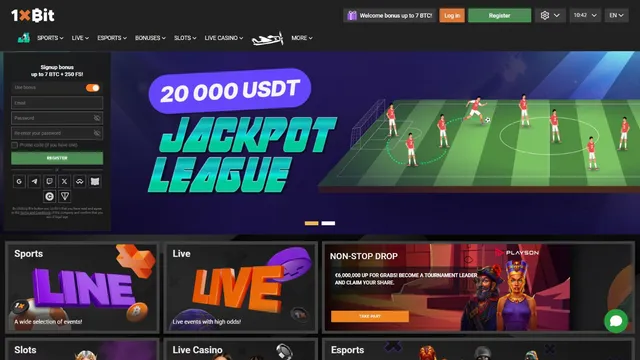 1xbit v casino website screen