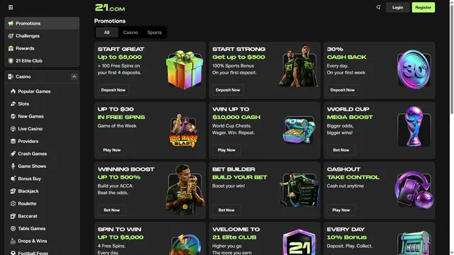 21 casino promotions