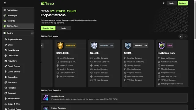 21 casino vip club