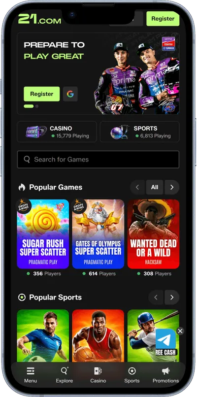 21.com Casino phone welcome bonus