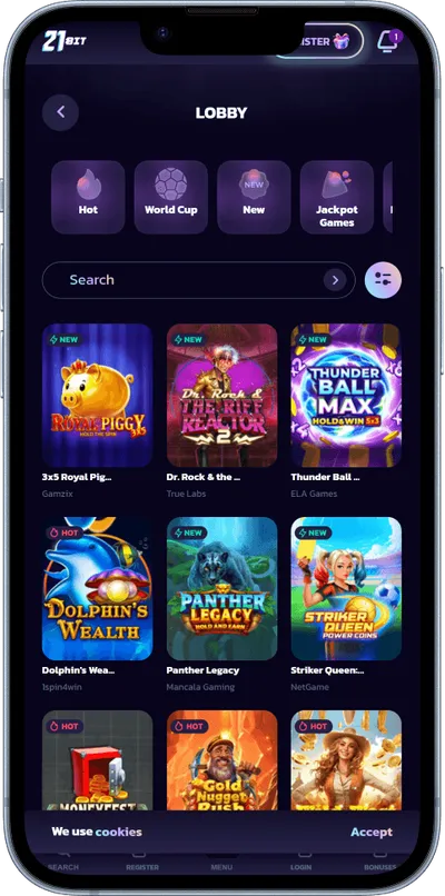 21Bit Casino phone games