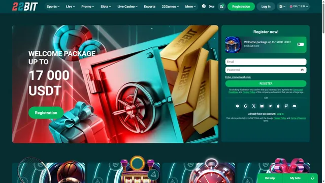 22bit casino website screen