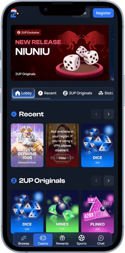 2up casino phone games