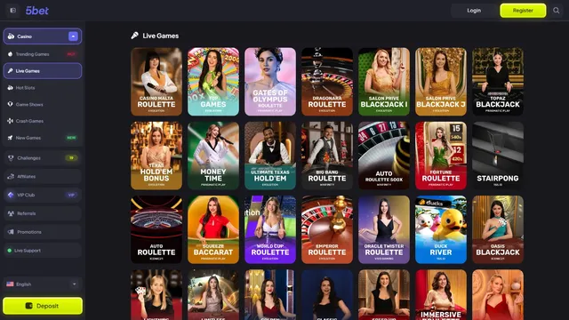5bet casino live games