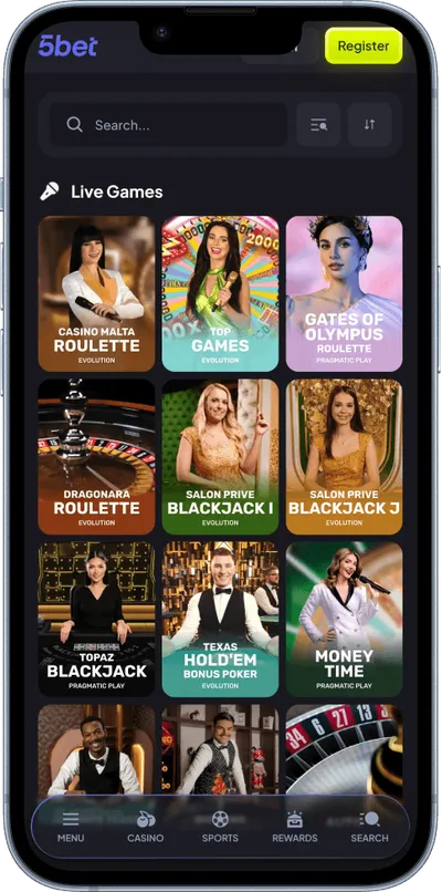 5bet casino phone live dealer