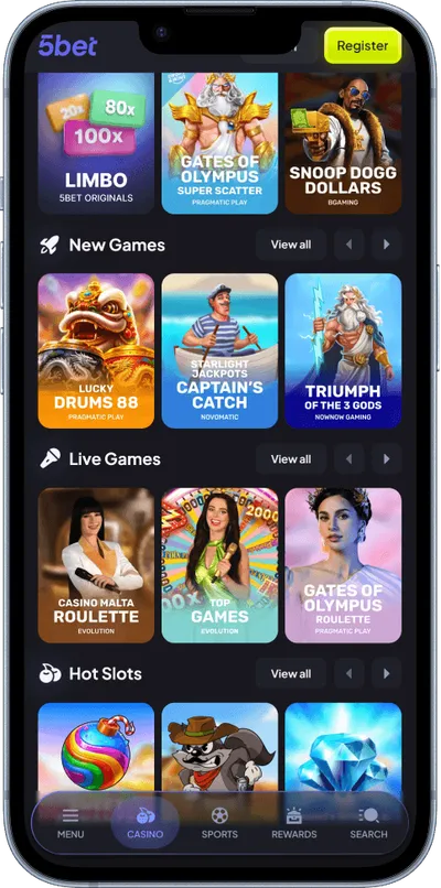 5bet casino phone top games
