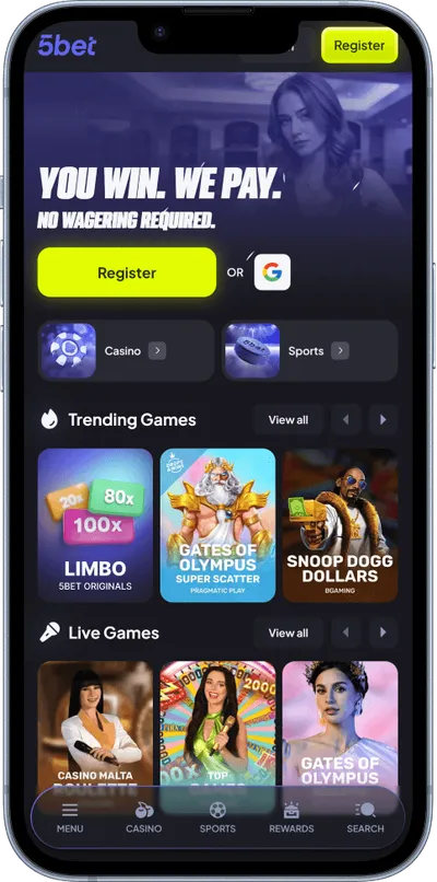5bet casino phone welcome offer