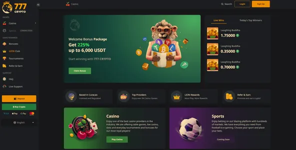 777crypto casino website screen