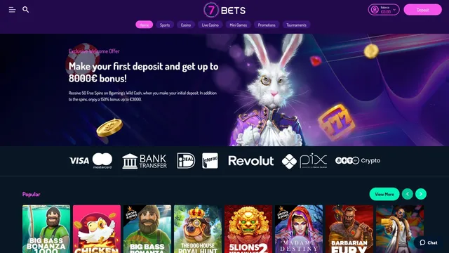 7bet casino website screen