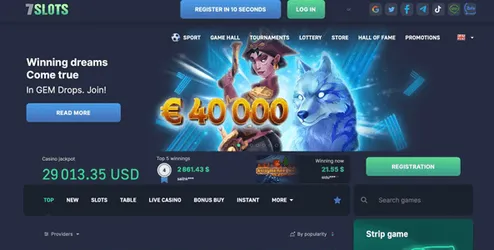 7slots casino website screen