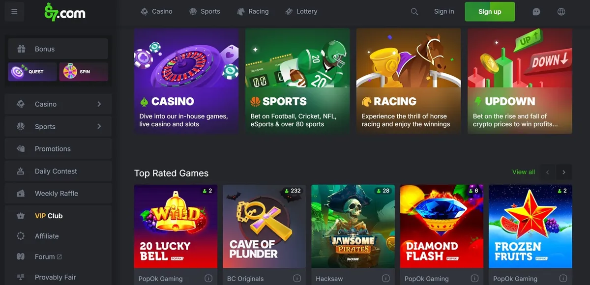 87 casino screen