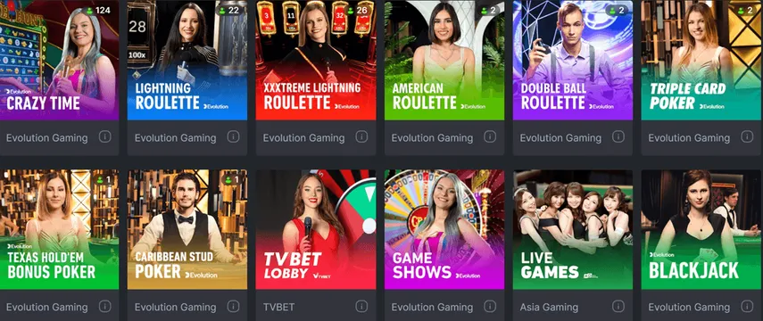87 casino live games