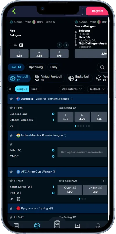 8spin Casino phone screen sports betting