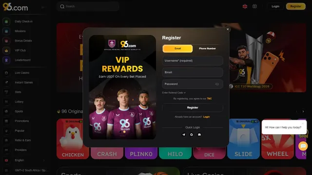 96 casino registration