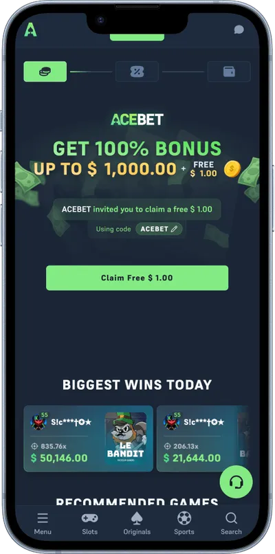 Acebet Casino phone welcome bonus