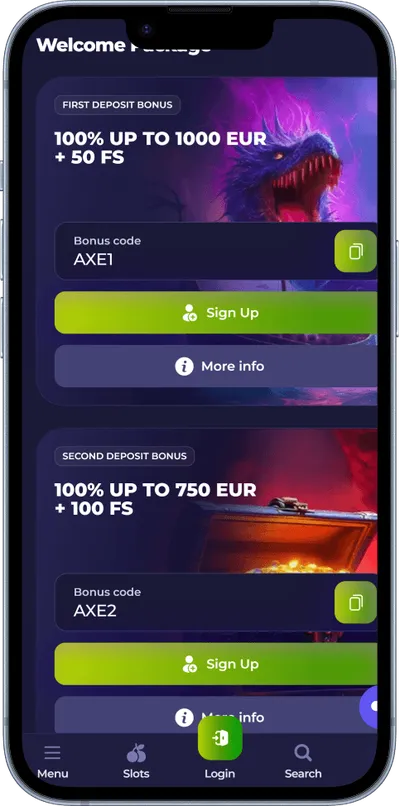 Axe Casino phone promotions