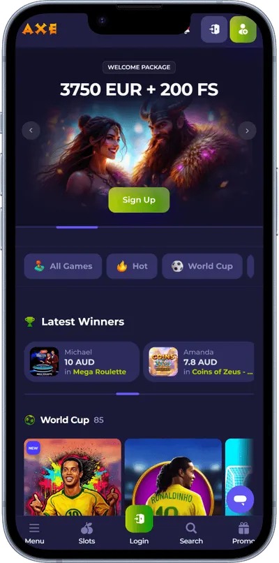 Axe Casino phone welcome bonus