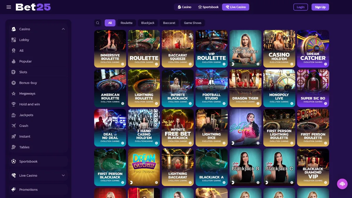 bet25 casino live games