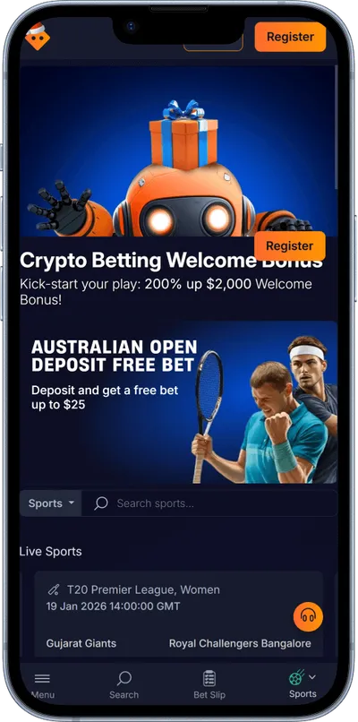 Bitsler Casino phone screen sports betting