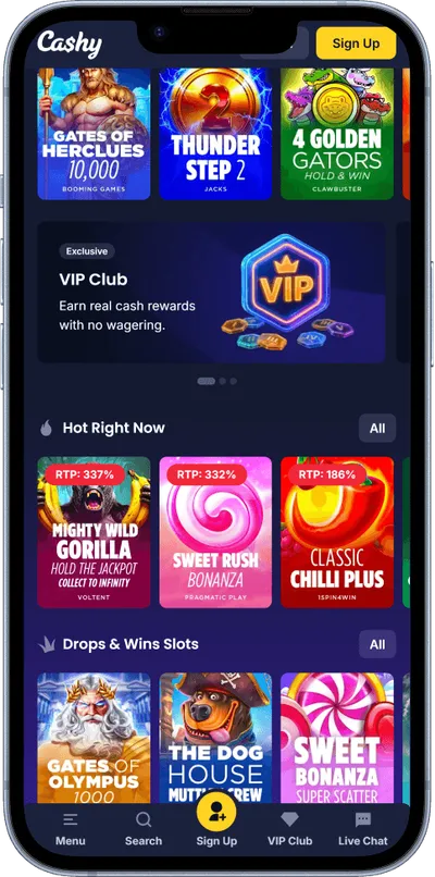 Cashy Casino mobile crypto games