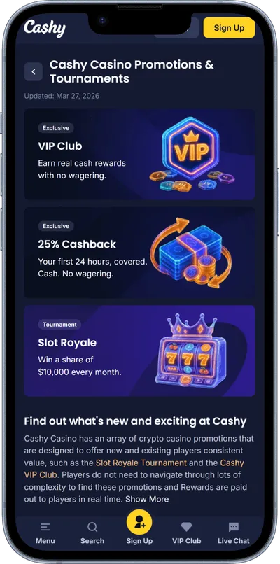 Cashy Casino mobile promo