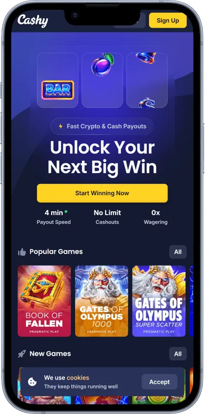 Cashy Casino mobile welcome offer
