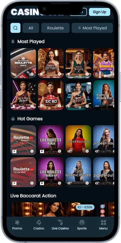 CasinoCat casino phone live dealer