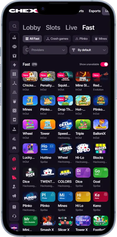Chexx Casino phone games