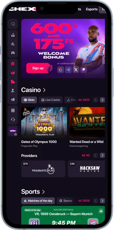 Chexx Casino phone welcome offer