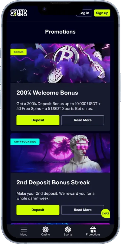 CryptoCasino casino phone promotions