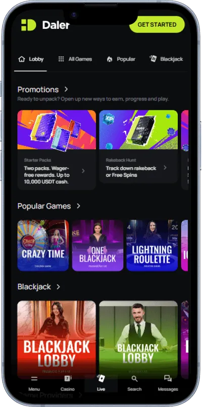 Daler Casino mobile live dealer