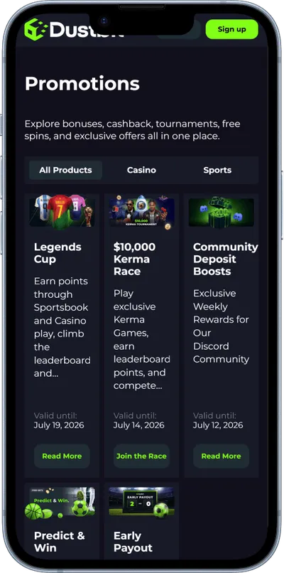 DustBit Casino phone promotions