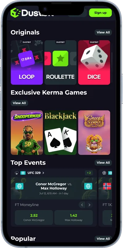 DustBit Casino phone top games