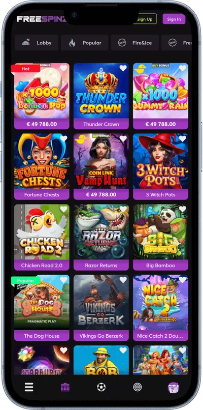 Freespinz Casino phone games slots