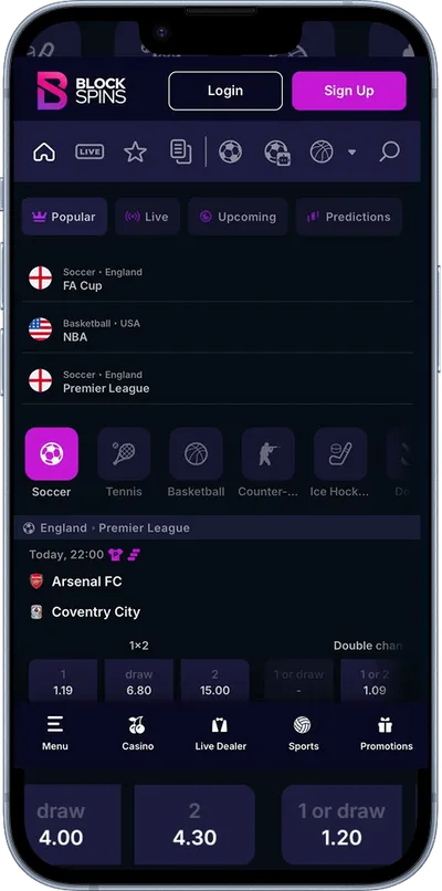 Blockspins Casino phone sports betting