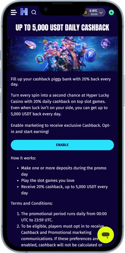 HyperLucky Casino phone promo