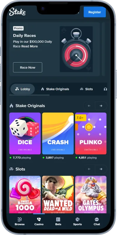 stake casino phone games