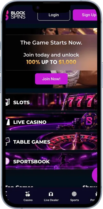 Blockspins Casino phone welcome offer