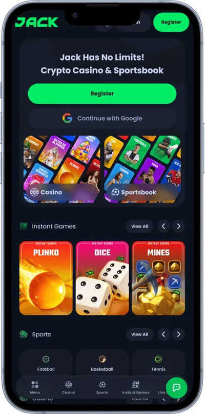 Jack Casino phone instant games