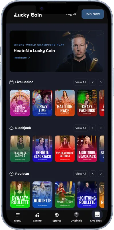 LuckyCoin Casino phone live games