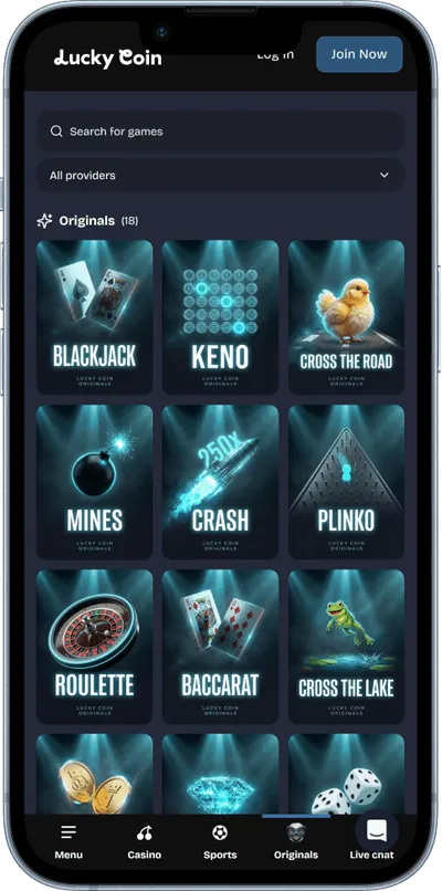 LuckyCoin Casino phone original games