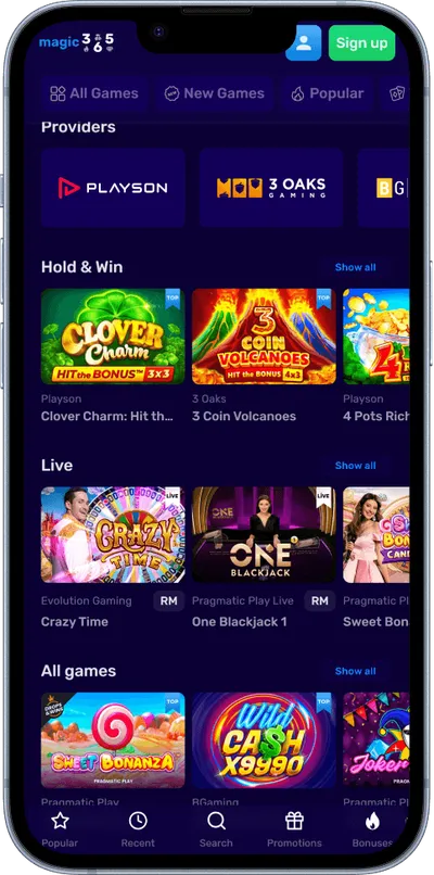 Magic365 Casino phone games