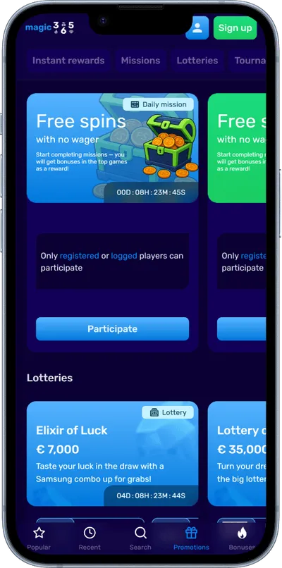 Magic365 Casino phone promotions