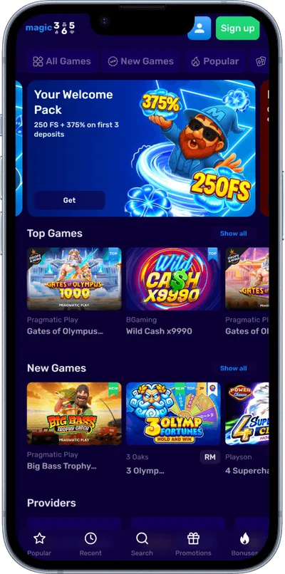 Magic365 Casino phone welcome bonus