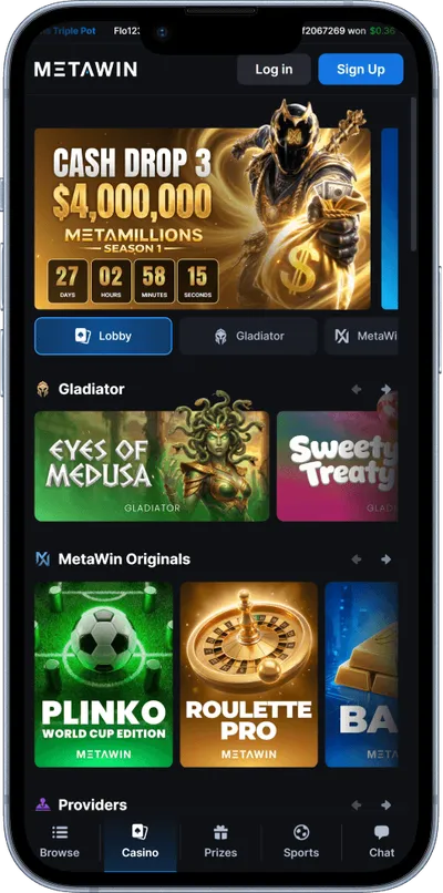 MetaWin Casino phone main top games
