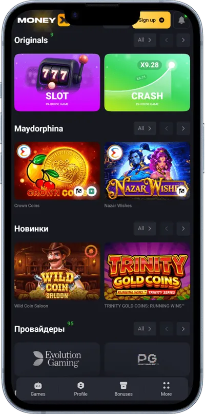 Money X Casino phone top games