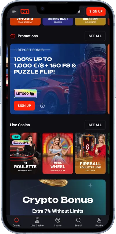 N1Bet Casino phone games